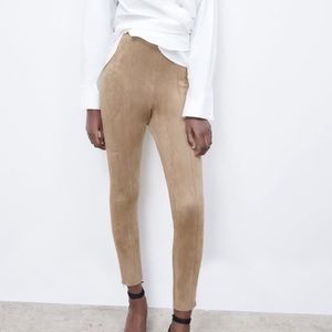 Zara tan faux suede leggings - XS